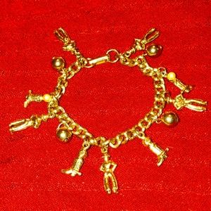 Old vintage cowboy charm bracelet